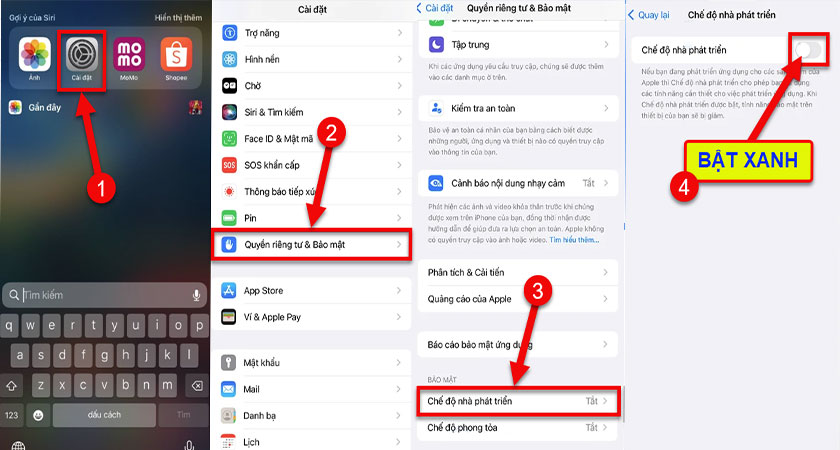 Anh em nên bật chế độ phát triển trước khi tải app và cài đặt